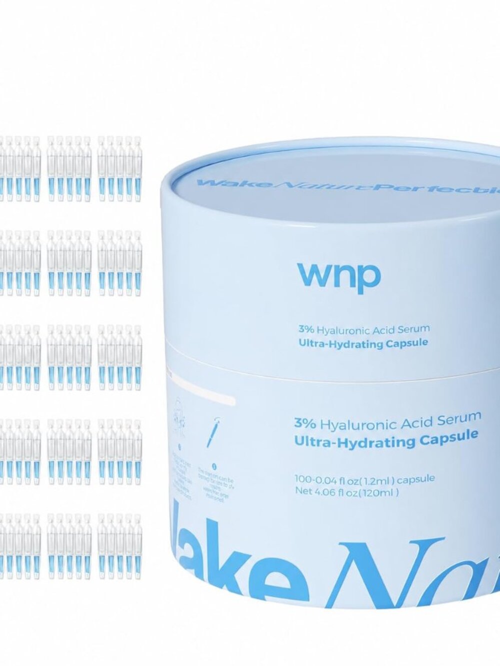 WNP Hyaluronic Acid Face Serum 3% Hydrating Ampoule for Dry Skin, 100 Ct